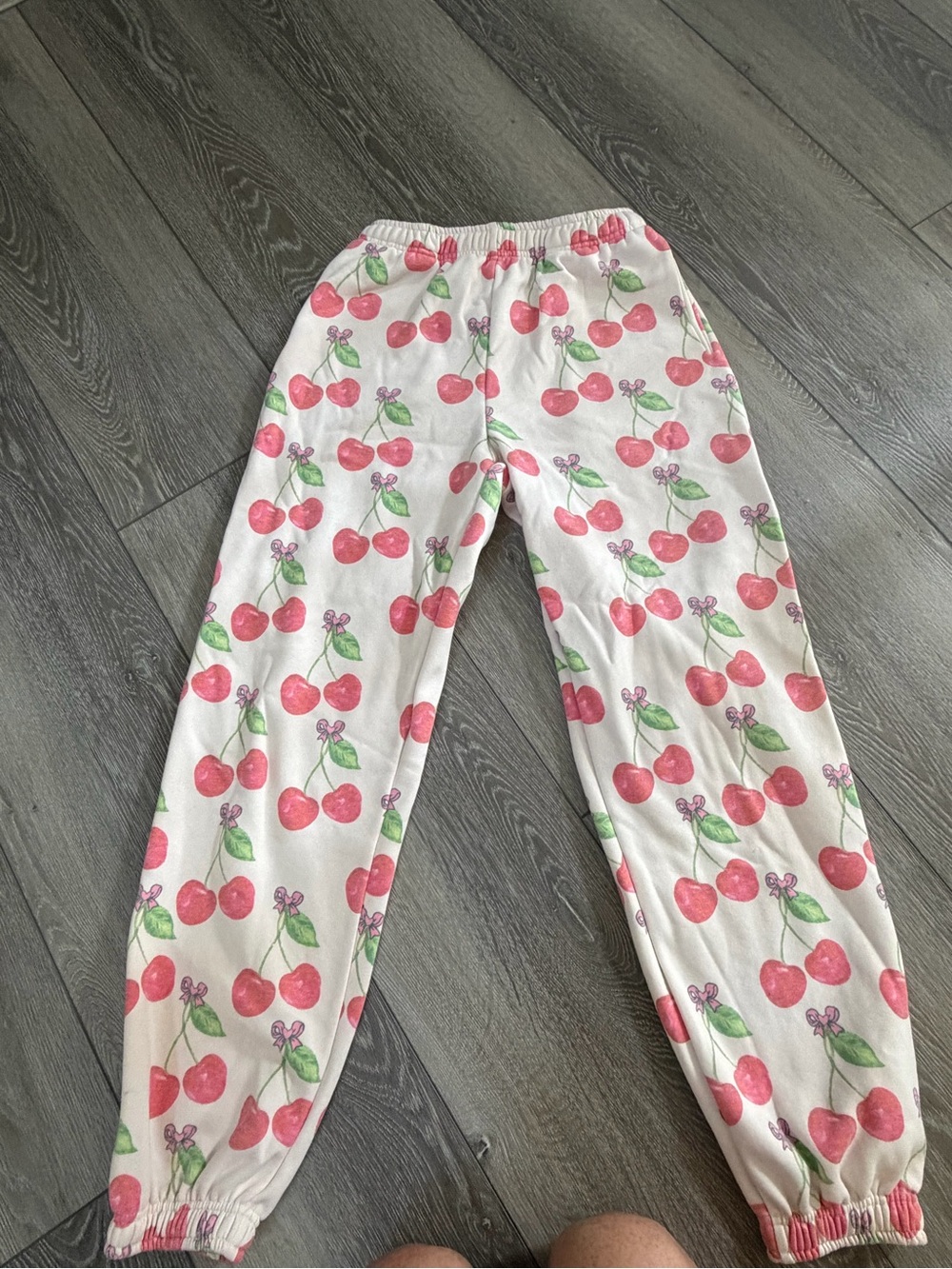 HAPPY CAMPER Cherry-Print Pants - White and Pink